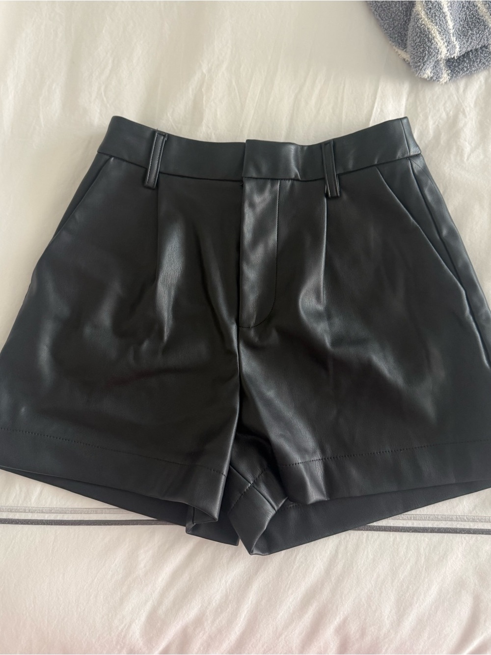 Black Faux Leather Women’s High-Waist Shorts